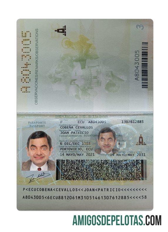 Passaporte Equador 2021 Presente baixar para verificação
